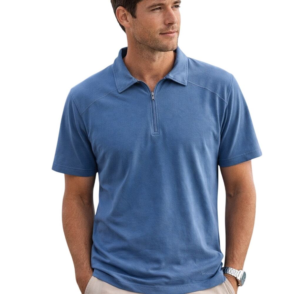 Patagonia Blue Quarter Zip Polo Men’s Organic Cotton Shirt Casual Golf Large